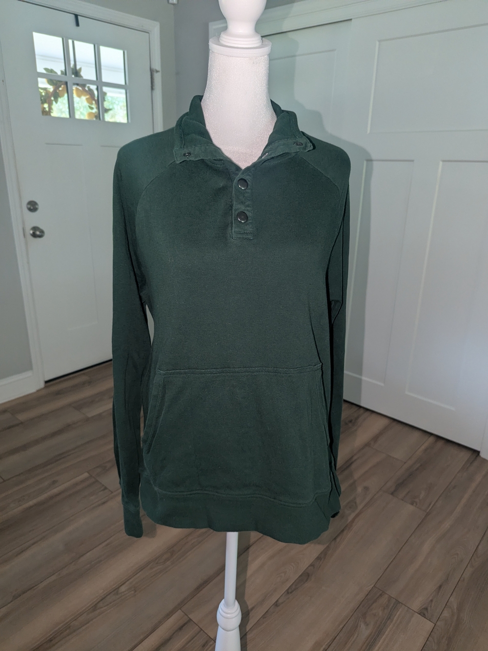 Pact Men's Forest Green Zip-Up Henley Pullover